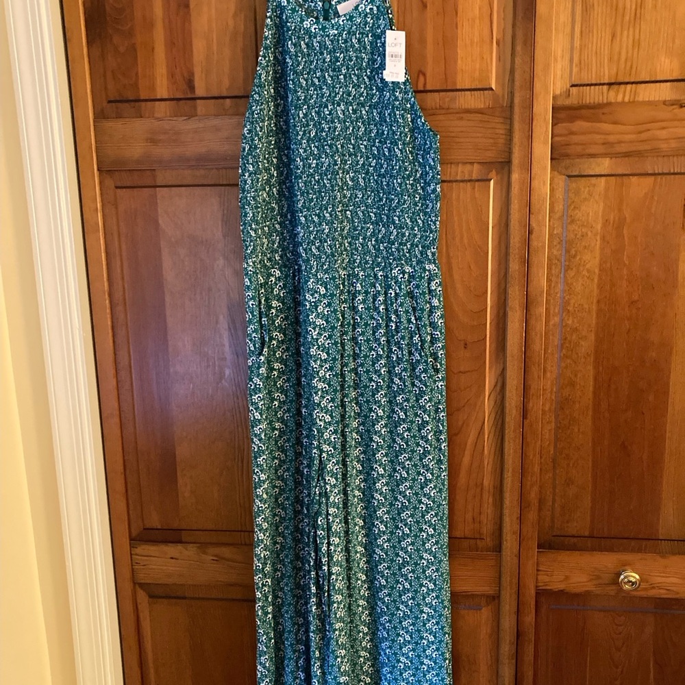 LOFT Green Floral Jumpsuit